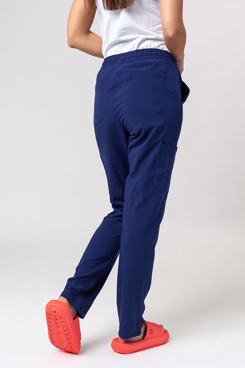 Navy Blue Elegant Wide Leg Trousers | MOE | SilkFred US