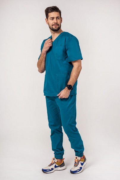 Men's Sunrise Uniforms Active scrubs set (Flex top, Flow trousers) caribbean blue-2