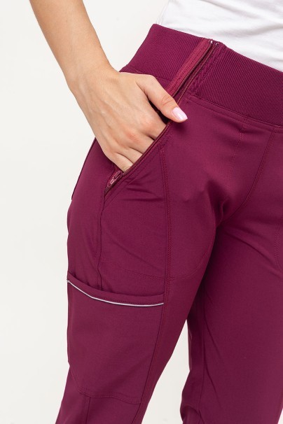 Women's Cherokee Infinity Mid Rise scrub jogger trousers wine-4