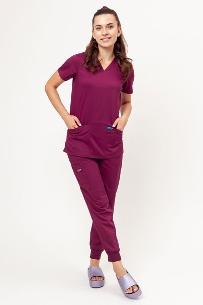 Women's Cherokee Revolution Mid Rise scrub jogger trousers wine-5