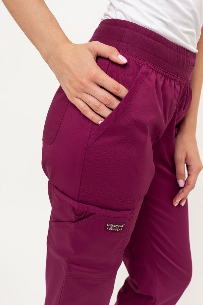 Women's Cherokee Revolution Mid Rise scrub jogger trousers wine-2