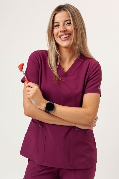 Women's Dickies EDS NXT V-neck scrub top wine-2