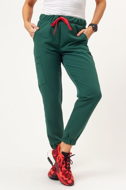 Women's Sunrise Uniforms Premium scrubs set (Aura top, Vibe jogger trousers) bottle green-6