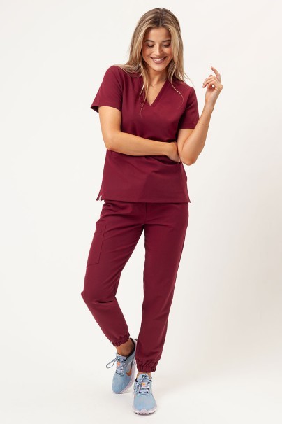 Women's Sunrise Uniforms Premium scrubs set (Aura top, Vibe jogger trousers) plum-14