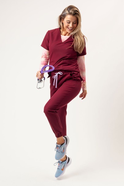 Women's Sunrise Uniforms Premium scrubs set (Aura top, Vibe jogger trousers) plum-15