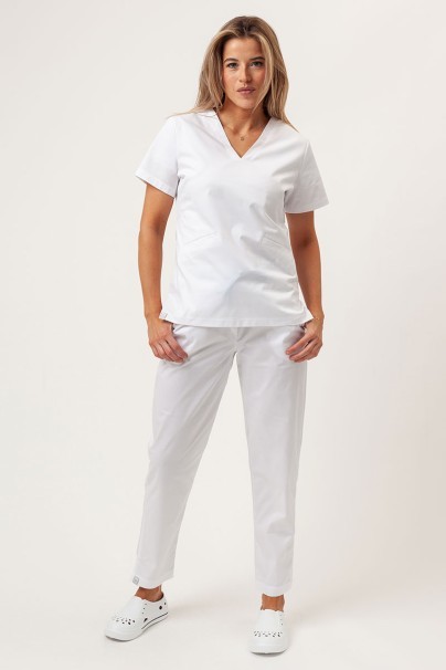 Women's Sunrise Uniforms Premium scrubs set (Aura top, Pride trousers) white-2