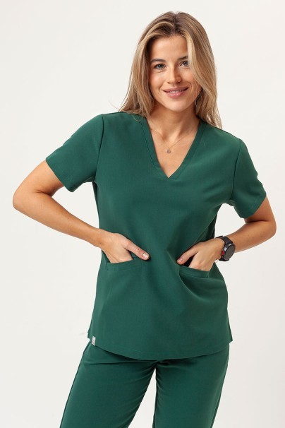 Women's Sunrise Uniforms Premium scrubs set (Aura top, Pride trousers) bottle green-2