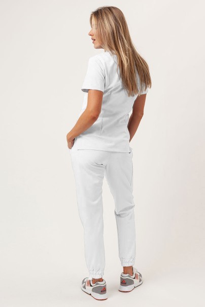 Women's Sunrise Uniforms Premium scrubs set (Aura top, Vibe jogger trousers) white-2