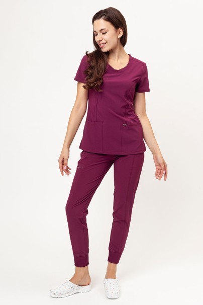 Women's Cherokee Infinity Mid Rise scrub jogger trousers wine-7