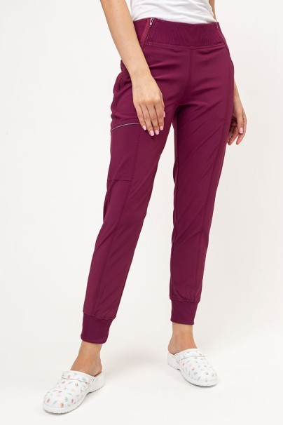 Women's Cherokee Infinity Mid Rise scrub jogger trousers wine-2