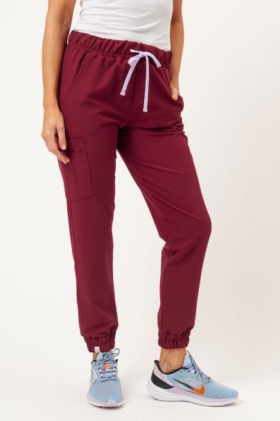 Women's Sunrise Uniforms Premium scrubs set (Aura top, Vibe jogger trousers) plum-7