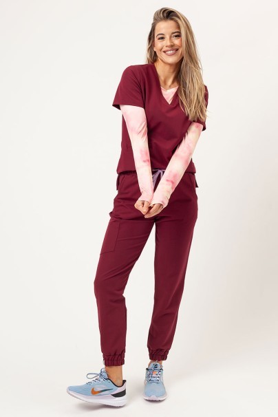 Women's Sunrise Uniforms Premium scrubs set (Aura top, Vibe jogger trousers) plum-13