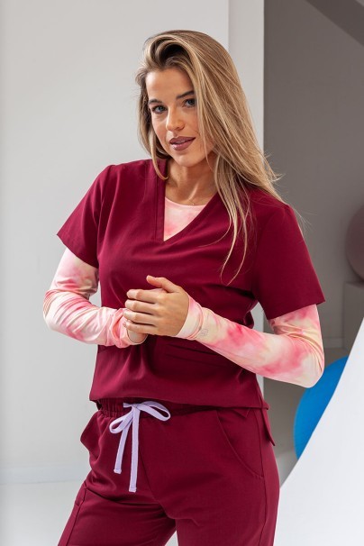 Women's Sunrise Uniforms Premium scrubs set (Aura top, Vibe jogger trousers) plum-12