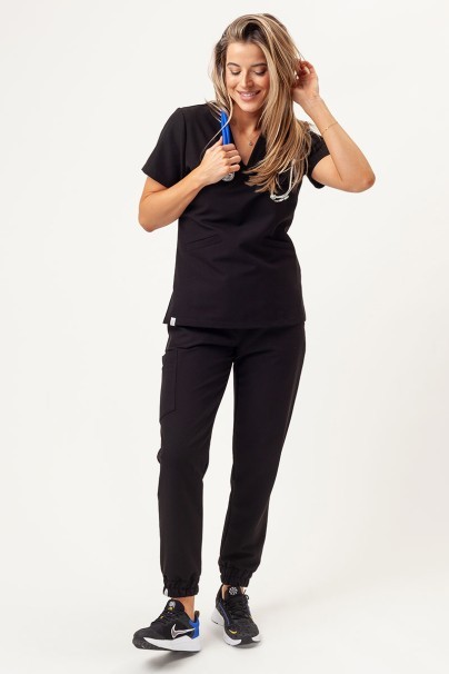 Women's Sunrise Uniforms Premium scrubs set (Aura top, Vibe jogger trousers) black-11