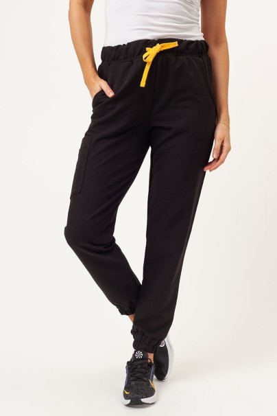 Women's Sunrise Uniforms Premium scrubs set (Aura top, Vibe jogger trousers) black-6