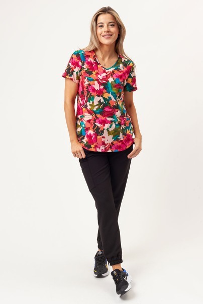 Womens Cherokee Prints V-neck scrub top Abstract Petals-8