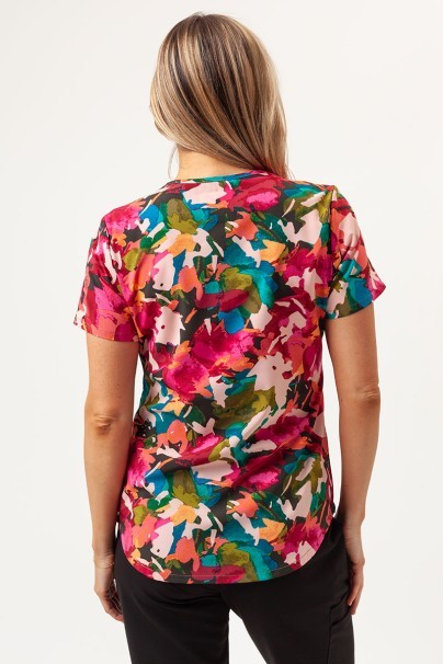 Womens Cherokee Prints V-neck scrub top Abstract Petals-5