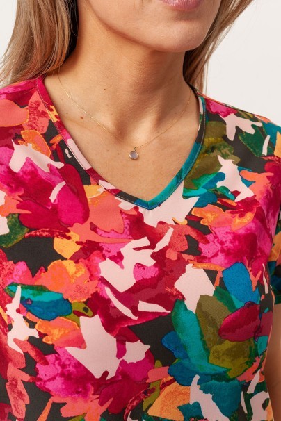 Womens Cherokee Prints V-neck scrub top Abstract Petals-6