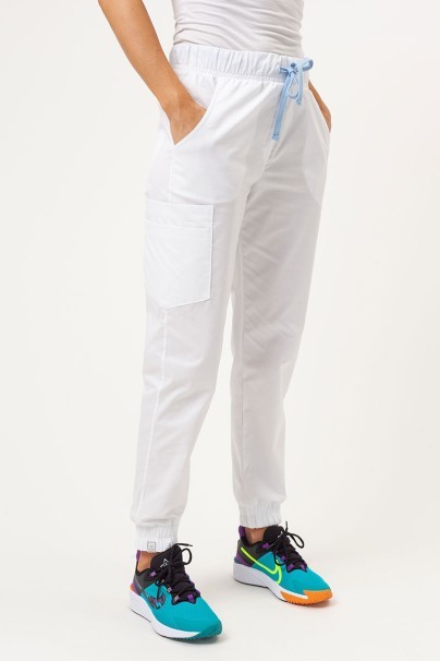 Women's Sunrise Uniforms Premium scrubs set (Aura top, Vibe jogger trousers) white-6