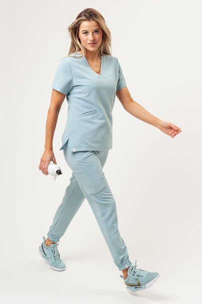 Women's Sunrise Uniforms Premium Aura scrub top aqua-2