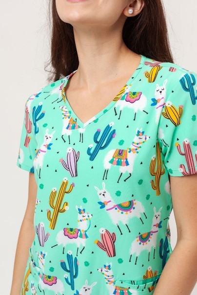 Women's Cherokee Prints V-neck scrub top Desert Llamas-2