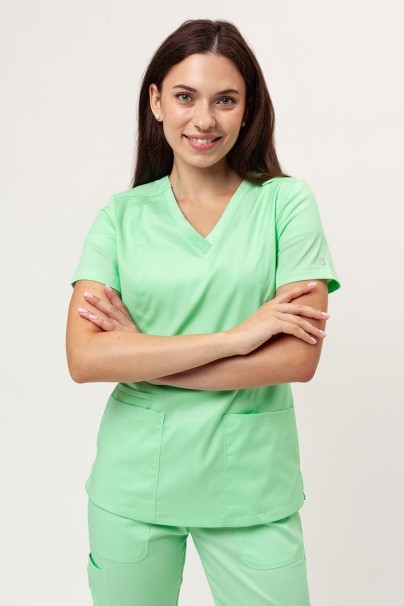 Women's Maevn Matrix scrubs set (Double V-neck top, Yogga trousers) lime green-2