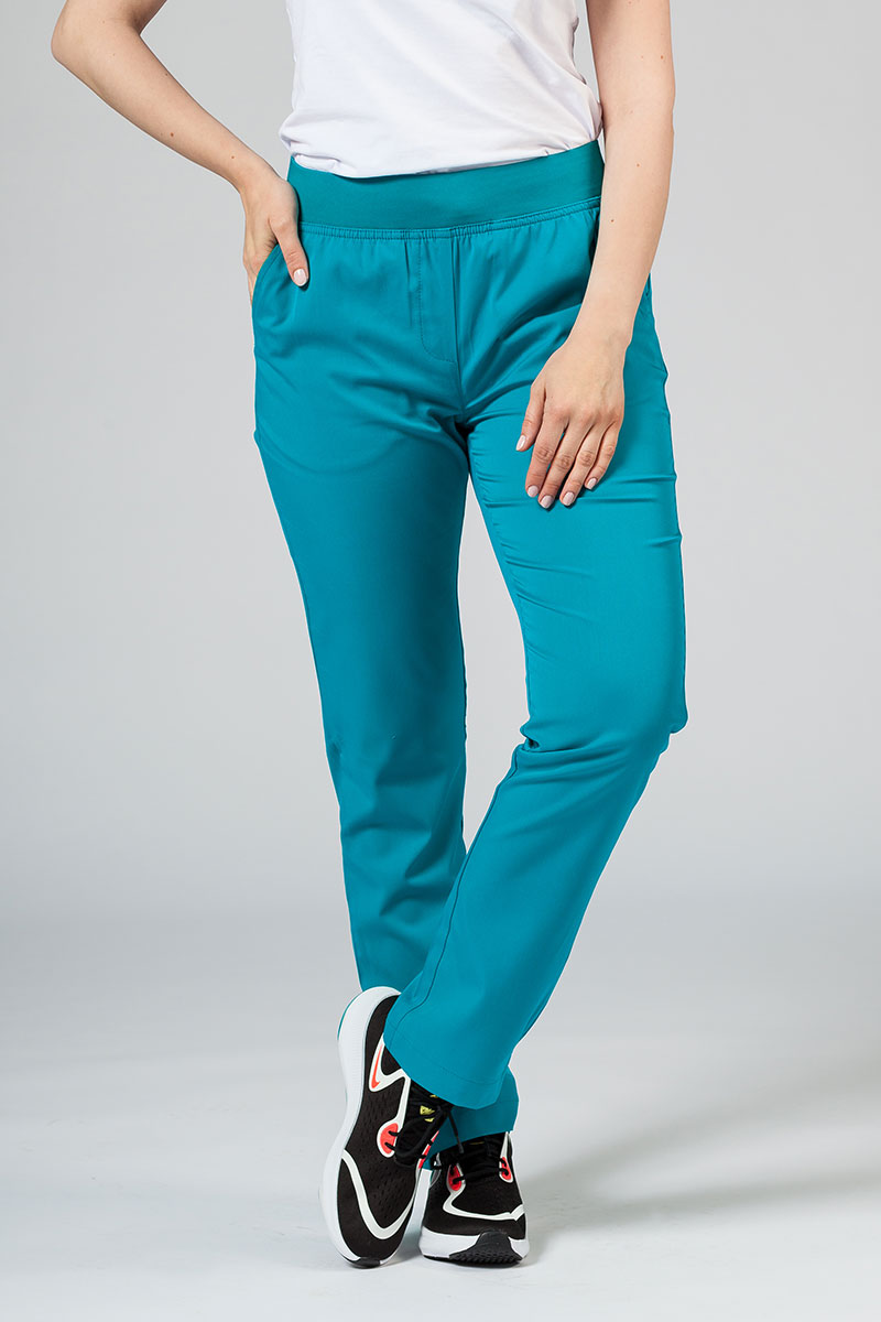 Women's Adar Uniforms Leg Yoga scrub trousers teal blue