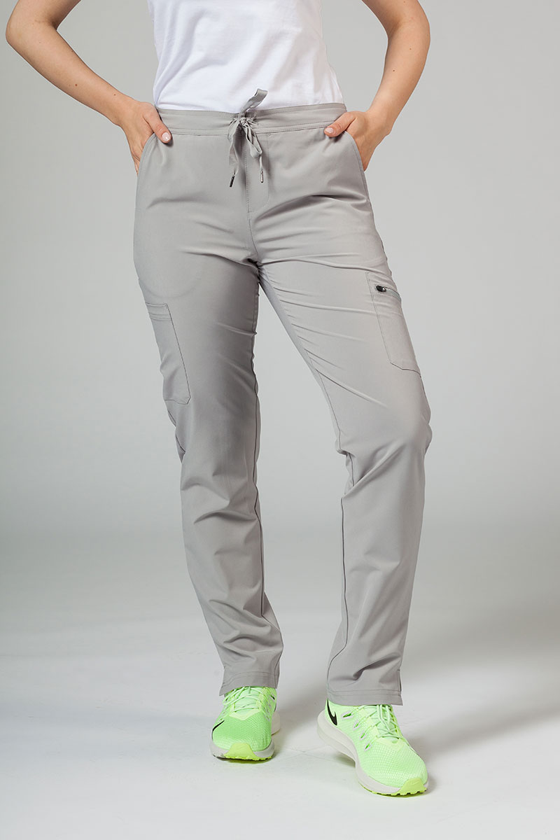 Women's Adar Uniforms Skinny Leg Cargo scrub trousers silver gray