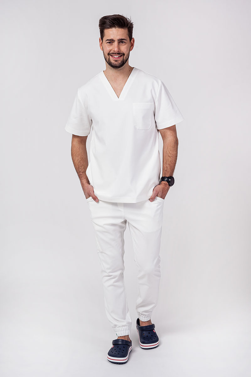 Men's Sunrise Uniforms Premium scrubs set (Dose top, Select trousers) ecru