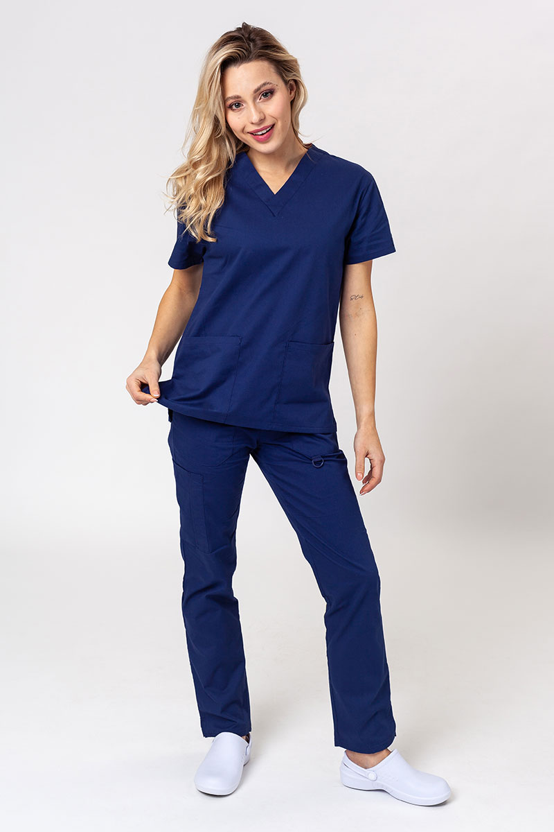 Scrub Suit Set For Women Modern V-neck + Leg Drawstring Jogger Pants  Medical Nursing Uniforms Set
