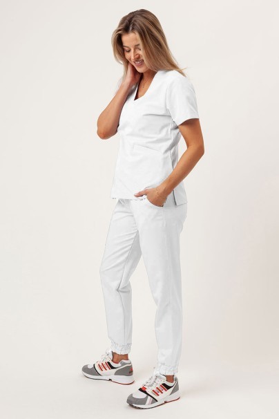 Women's Sunrise Uniforms Premium scrubs set (Aura top, Vibe jogger trousers) white-1