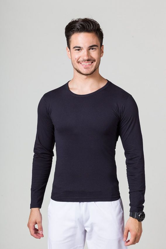 Men’s Malfini Fit long sleeve t-shirt navy blue-1