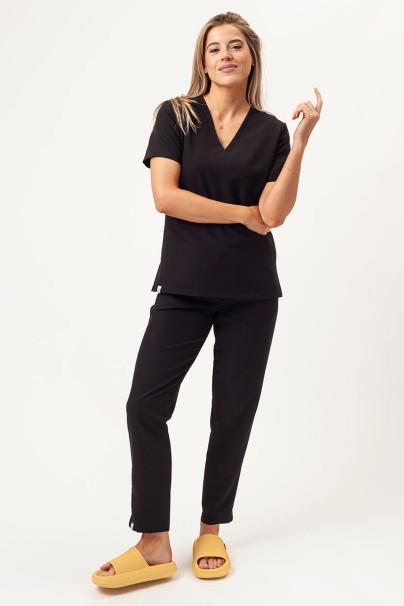 Women's Sunrise Uniforms Premium scrubs set (Aura top, Pride trousers) black-1