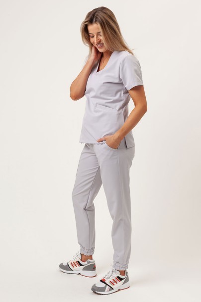 Women's Sunrise Uniforms Premium scrubs set (Aura top, Vibe jogger trousers) quiet grey-1