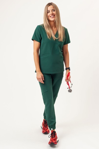 Women's Sunrise Uniforms Premium scrubs set (Aura top, Vibe jogger trousers) bottle green-1