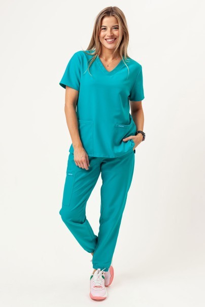 Women's Cherokee Ultra scrubs set (V-neck top, Jogger trousers) teal blue-1