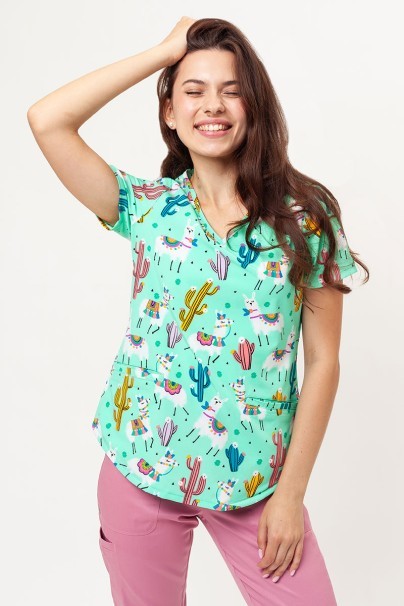 Women's Cherokee Prints V-neck scrub top Desert Llamas-1